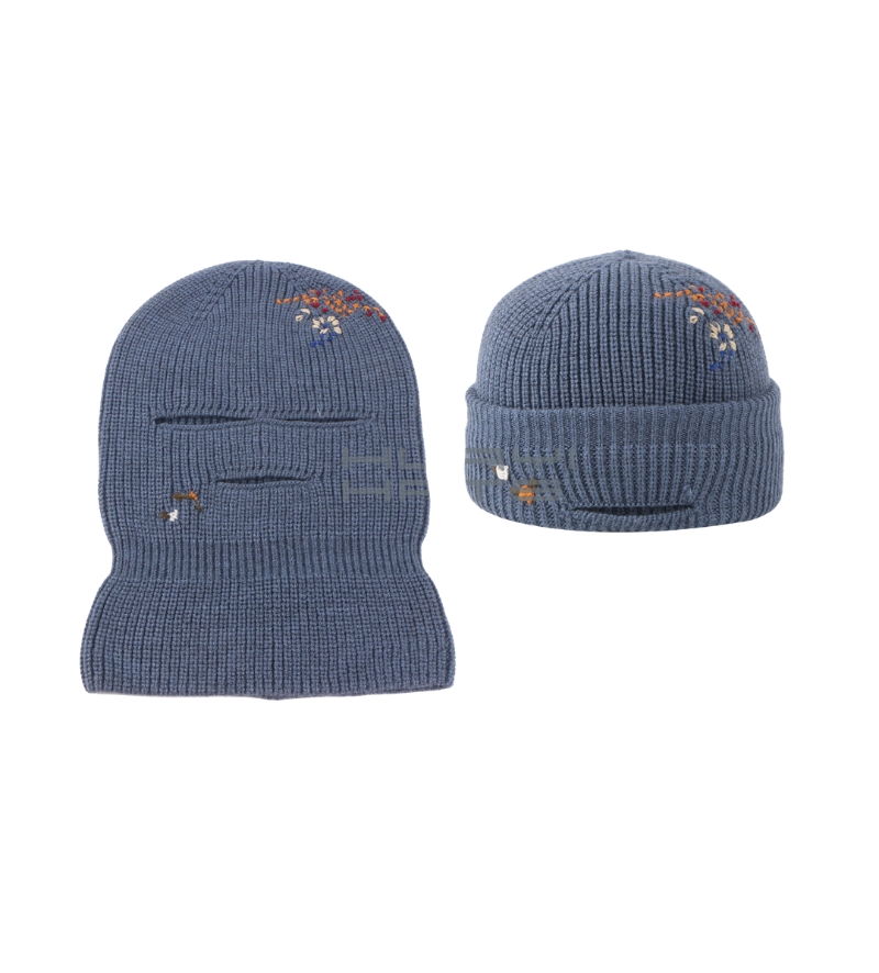 Convertible Embroidered Balaclava Beanie