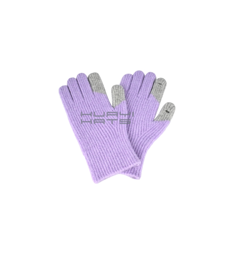 Color-Block Touchscreen Knit Gloves