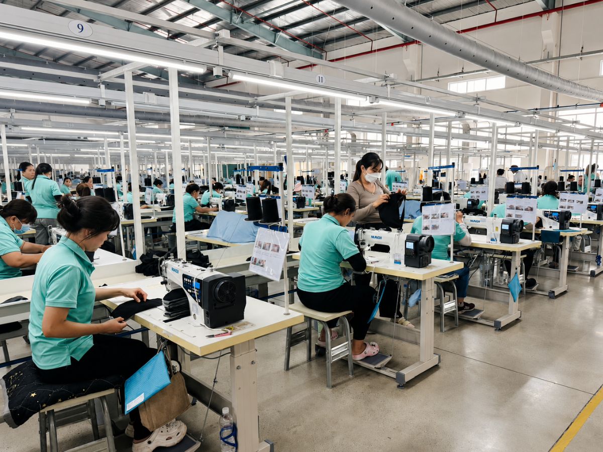Employees working in a real production environment
